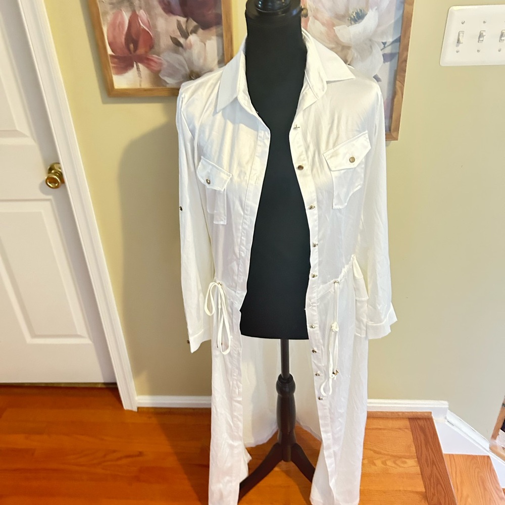 JLUXLABEL White Trench Duster